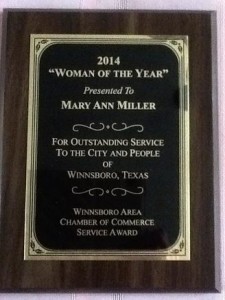 woman of the year plaque